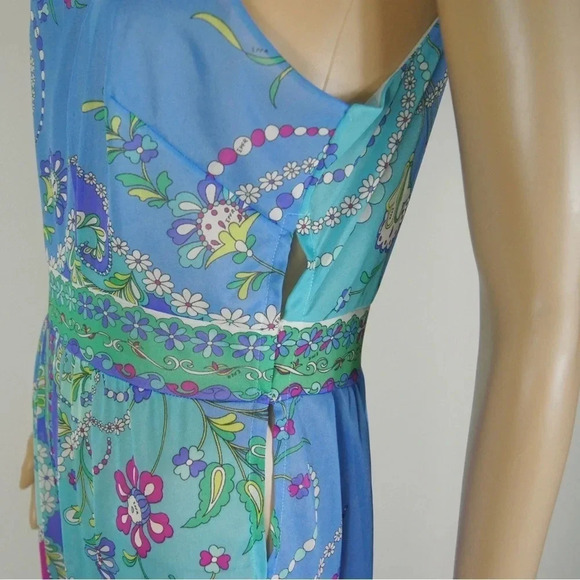 RARE Vintage 60s Emilio Pucci Formfit Rogers Iconic Blue Paisley Maxi Slip Dress - Picture 5 of 14